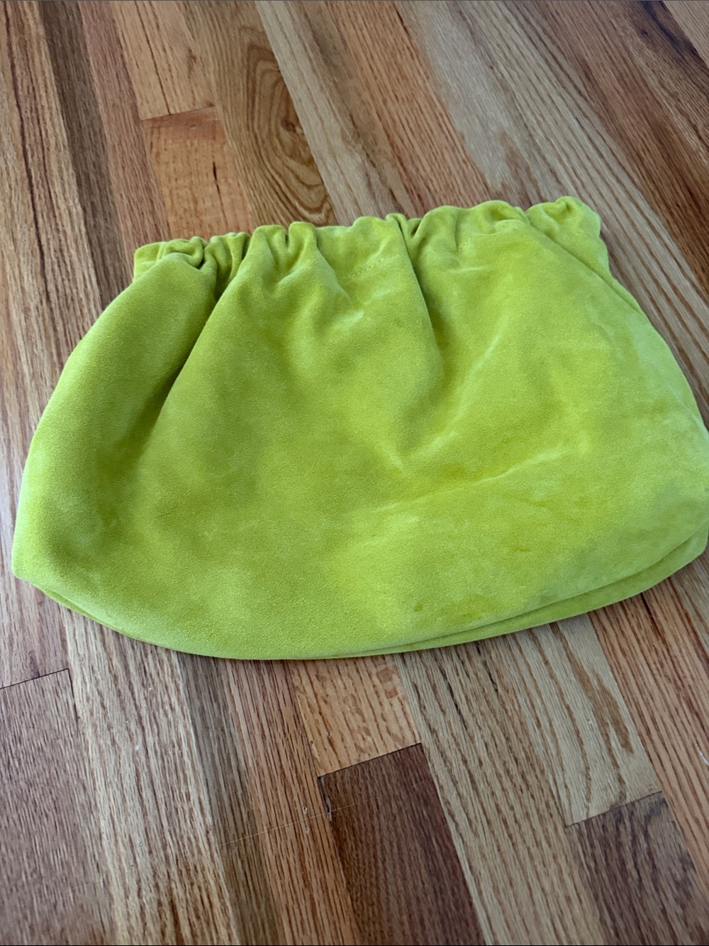 Lime Green Velvet Drawstring Pouch Tote